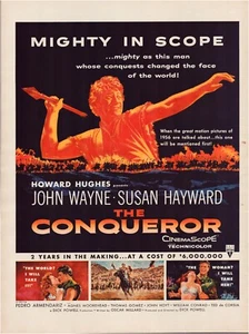 Print Ad Conqueror Film 1956 John Wayne Full Page Large Magazine 10.5"x13.5" - Picture 1 of 1
