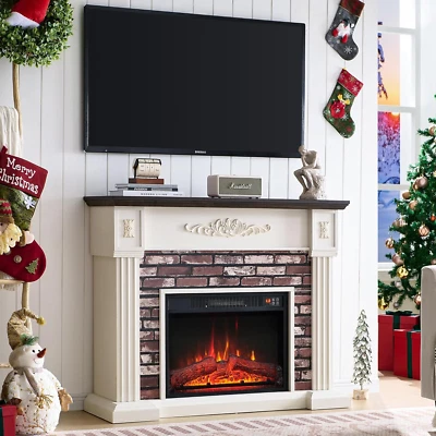 43" Electric Fireplace with Mantel, Electric Fireplace Heater, TV Stand W/Freest - Imagem 1 de 4