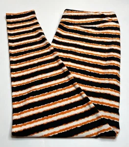 NEW LuLaRoe TC2 Leggings BLACK ORANGE WHITE Line Stripe Geometric AUTUMN Band - Picture 1 of 4
