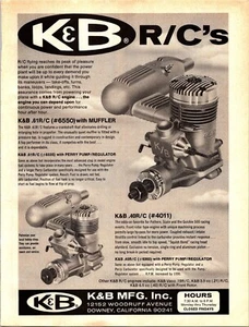 K&B RC Engines Vintage Print Ad Wall Decor .61RC with Muffler .40RC - Picture 1 of 1