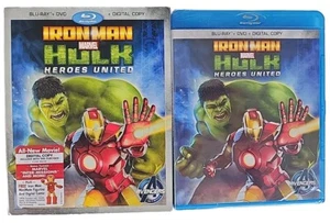 Iron Man Hulk Heroes United Blu-ray DVD Digital 2013 w/ Embossed Slipcover- NEW - Picture 1 of 3