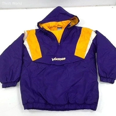 Vintage Y2K Reebok NFL Vikings Purple Pullover Puffer Jacket Kids XL 18-20 - Image 1 of 4