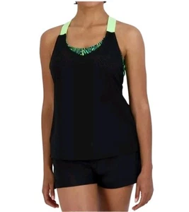 NUEVO CON ETIQUETAS ZEROXPOSUR S 8 COMET MALLA NEGRO VERDE UPF 30+ 2 EN 1 TANKINI PARTE SUPERIOR DE BAÑO - Imagen 1 de 9
