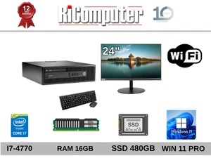 PC i7-4770 16GB 480GB SSD + Monitor 24 FHD + Tastiera Mouse Ricondizionato - Foto 1 di 2