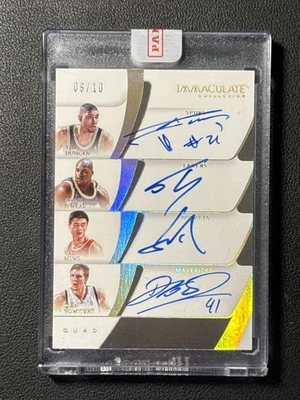2023-24 Immaculate Quad Auto 06/10 Tim Duncan Yao Ming Shaquille O'Neal Nowitzki - Image 1 of 2