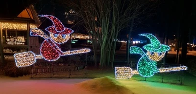 Festive Frames Two Flying Wizards Christmas Halloween Display Kit - With Lights - Image 1 of 3