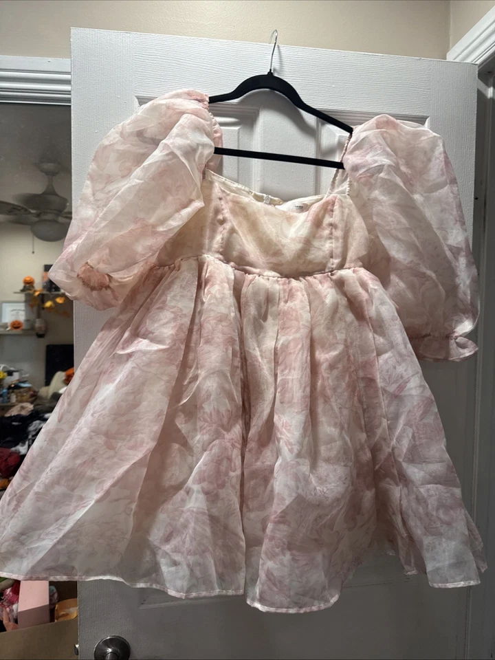 Mini Vestido Selkie Rosa Manga Abullonada Free People Foto 1 de 4