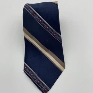 Envoy Navy Blue Striped Silk Tie - Picture 1 of 6