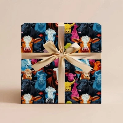 Cow Wrapping Paper, Farm Animal Gift Wrap, Birthday or Western Party Roll - Image 1 of 4