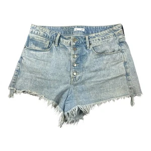 Good American Bombshell Button Fly Cutoff Denim Shorts In Blue687 Size 10 30” - Picture 1 of 6