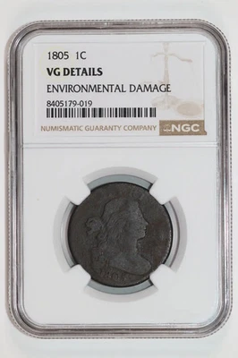 BUSTO DRAPEADO 1805 CENTAVO GRANDE NGC MUITO BOM ESTADO DETALHES - Imagem 1 de 2