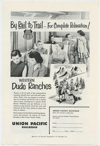 Union Pacific Railroad Rail to Trail From Complete Relaxation 1953 Vintage Ad - Picture 1 of 1