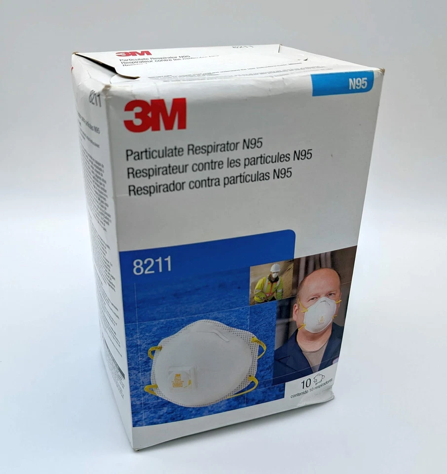 3M N95 Particulate Respirators Disposable 8211 w/ Exhalation Valve Pack of 10 - Image 1 of 4