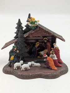 Vintage Christmas Nativity Scene Hard Plastic Hong Kong 9409 Shiny Brite Mica - Picture 1 of 8