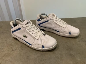 Lacoste Regan Croc scarpe stringate uomo taglia 10 bianco e blu pelle sport - Foto 1 di 9