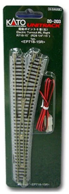 KATO 20-203 N Scale Right Hand #6 Electric Remote Turnout UniTrack (R28 1/4") - Image 1 of 3