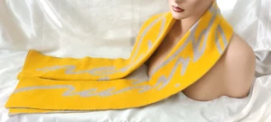 RARE BEN & JERRY'S W. NEW BELGIUM BREWING CO. RECTANGLE GOLD & GRAY UNISEX SCARF - Picture 1 of 10