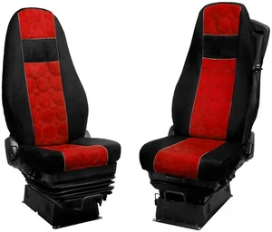 Volvo FH ab 2008 / FH4 Passform Schwarz Rot Bezüge Schonbezüge LKW 1 Gurt - Bild 1 von 5