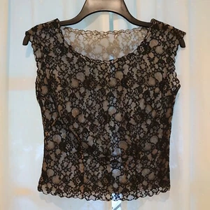 Vintage Black Lined Lace Top By Blouse De Jour Size Small/ Petite - Picture 1 of 6