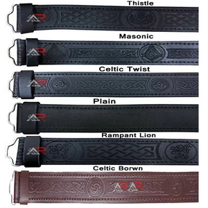 Ledergürtel Kilt Scottish Highland schwarz braun geprägt ohne Schnalle Neu AAR - Bild 1 von 1