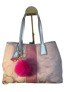 Coach pink and silver tote bag Purse With Kisslock - Picture 1 of 8