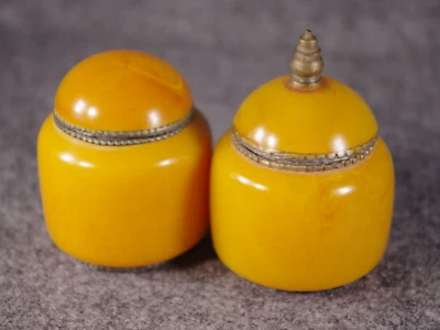 Antigua lata de ámbar, caja de olla de latón ámbar caramelo, antigua china (№05-02) Foto 1 de 4