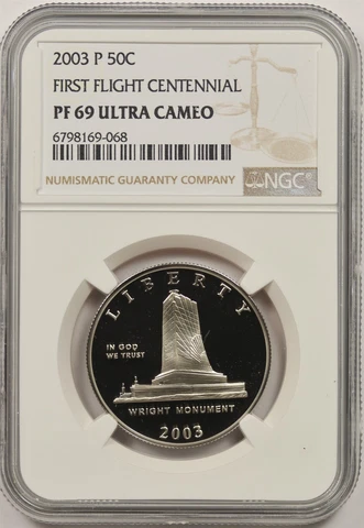 2003-P First Flight 50C NGC PF 69 Ultra Cameo Modern Commemorative Half Dollar Cover