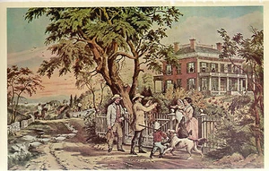 Postal American Country Life Vintage Currier & Ives reimpresión sin usar 8164 - Imagen 1 de 2