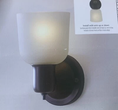 Portfolio 4.53-in Oil-Rubbed Bronze Wall Sconce Light Frosted Glass Shade - Image 1 of 4