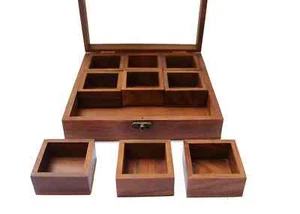 Caja de especias de cocina de madera/caja Masala de madera utilidad Masala caja/tapa de vidrio - Imagen 1 de 9