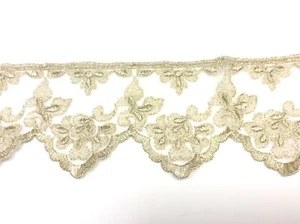 1 MT PIZZO ORO LUREX CM 6,5 SMERLATO LAME' FIORATO - Picture 1 of 1