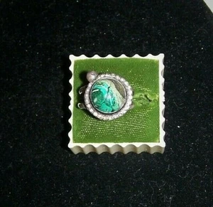 VINTAGE SS MALACHITE RING SIZE 8 - Picture 1 of 2