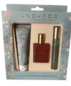 Sand & Fog Jasmine & Cedarwood 3 Pc Set - Hand Cream, Perfume Oil Rollerballs - Picture 1 of 2