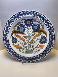 Stunning Karlsruher Majolica Damascus Large Hanging Wall Plate 14.5” - Picture 1 of 10