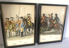 Original Art  F C Lund Antique Pencil Watercolor set Danish Infantry Historical