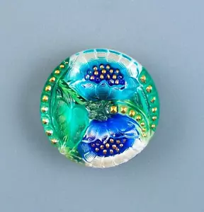 HAND PAINTED LACY GLASS BUTTON - Picture 1 of 4