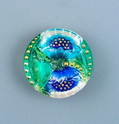 HAND PAINTED LACY GLASS BUTTON - Image 1 of 4