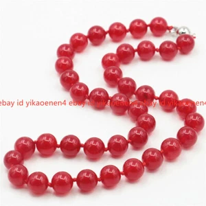 6/8/10/12/14mm Natural Red Jade Round Gemstone Beads Necklace 18" AAA - Picture 1 of 17