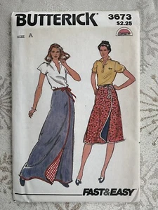 Vintage Butterick 3673 Sz P-S-M, Uncut Wrap Skirt - Picture 1 of 5