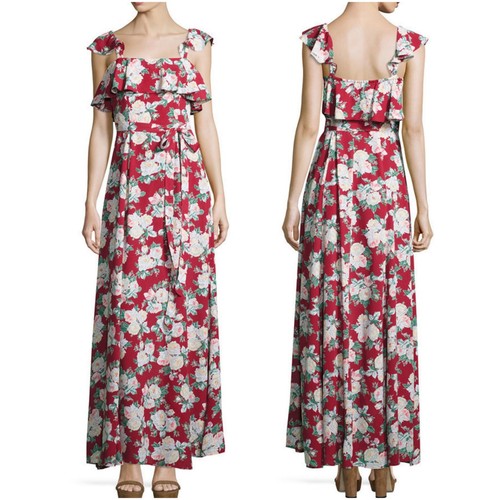 Maxi abito floreale Privacy Please Petro rosso celine volant S piccolo revolve DIFETTOSO