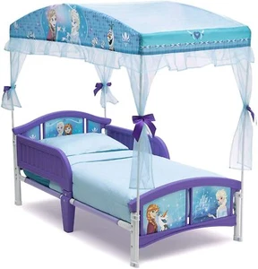 Delta Children Toddler Cot Bed with Canopy Tent Furniture Disney Frozen Princess - Picture 1 of 9
