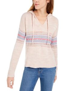 American Rag Juniors'' Fair Isle Hoodie Sweater Dark Pink Size Extra Large