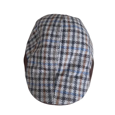 Gorra de noticiero pata de gallo marrón azul a cuadros para conducir sombrero de golf orejeras Foto 1 de 4