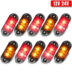 2-20pcs Marker Lights 2.5" LED Truck Trailer Oval Clearance Side Light Amber/Red - Picture 1 of 13