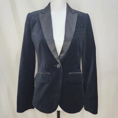 Blazer chaqueta formal ajustada con bolsillos de terciopelo de un solo pecho Boden negra, talla 2 Foto 1 de 4