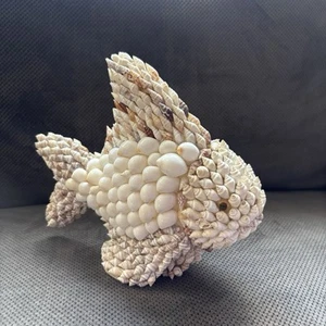 Vintage Philippines Real Seashell Art Angel Fish Figurine - Picture 1 of 12