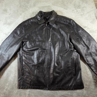 Chaqueta GAP De Colección Para Hombre Grande Negra Cuero Genuino Cremallera Completa Forro Acolchado 00s Foto 1 de 4