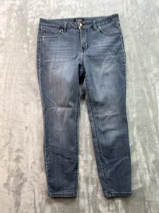 D. Jeans Skinny Stretch Mid Rise Jeans Womens Sz 10P Blue Whiskered Faded Denim - Picture 1 of 11