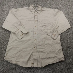 Van Heusen Shirt Mens 16 32/33 L Brown Tan Beige Long Sleeve Button Up Cotton - Picture 1 of 7