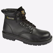 Grafters Stockton Mens Leather Steel Toe Work Everyday Safety Boots Black